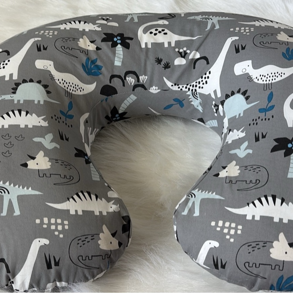 Gray Dinosaur Print Nursing Pillow